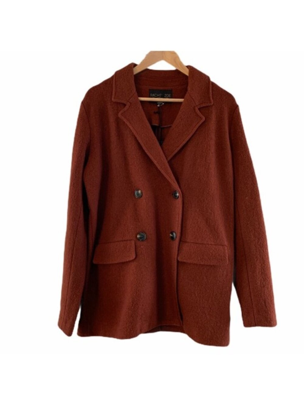 NWT Rachel Zoe Double Breasted Wool Blend Jacket Size Small Cinnamon Terracotta - Picture 2 of 9